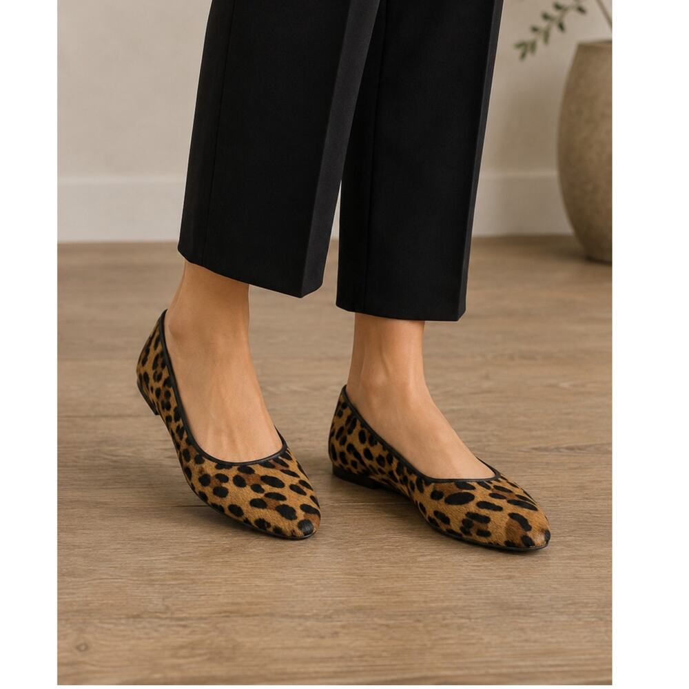 Madewell Sidewalk Skimmer Calf Hair Flats Leopard Print size 8